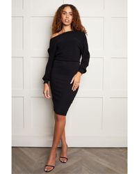 Threadbare - 'Rita' Slash Neck Knitted Dress - Lyst