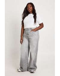 Boohoo - Plus Basics High Waist Wide Leg Jean - Lyst