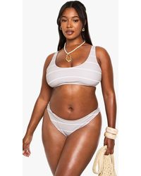 Boohoo - Plus Swimwear Essentials Stripe Scoop Bikini Top - Lyst