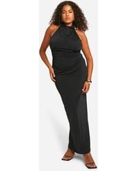 Boohoo - Plus Double Slinky Twist Back Detail Maxi Dress - Lyst
