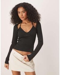 ASOS - Rib Halter Neck Long Sleeve Top - Lyst