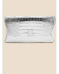Sosandar - Metallic Croc Clutch Bag With Clasp - Lyst