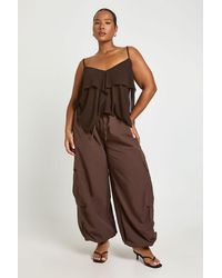 Boohoo - Plus Paper Bag Waist Cuffed Cargo Trouser - Lyst