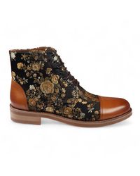 Justin Reess - Herren-Oxford-Stiefeletten Aus Braunem Leder Mit Blumenmuster - Lyst