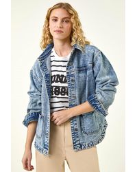 Roman - Denim Button Front Pocket Jacket - Lyst