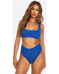 Boohoo - Premium Crinkle High Waisted Bikini Brief - Lyst