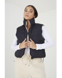 Brave Soul - Stone 'finty' Reversible Cropped Padded Gilet - Lyst