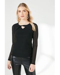 PRINCIPLES - Twist Neck Mesh Top - Lyst