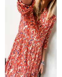 Azura Exchange - Gelaagde Maxi Jurk Met Abstracte Print - Lyst