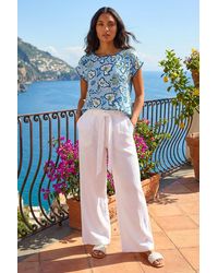 Roman - Leaf Print Bobble Trim Tee - Lyst