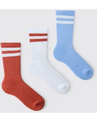BoohooMAN - 3 Pack Striped Socks - Lyst