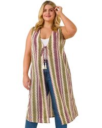 Roman - Curve Zig Zag Crochet Longline Waistcoat - Lyst