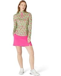 Callaway Apparel - Floral Print Zip Neck Long Sleeve Athletic Top - Lyst