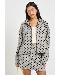 Boohoo - Polka Dot Wool Look Collared Jacket - Lyst