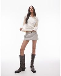 TOPSHOP - Denim Tailored Mini Skirt - Lyst