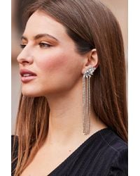Sosandar - Rhinestone Detail Diamante Drop Earrings - Lyst