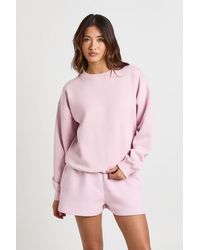 Boohoo - Washed Crew Neck Sweatshirt Short Tracksuit - Lyst