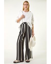 Roman - Stripe Print Wide Leg Trouser - Lyst