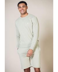 French Connection - Light Green Cotton Blend Sweatshirt And Short Set - Lyst