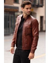 Ashwood Leather - 'Edinburgh' Real Bomber Jacket - Lyst