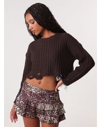 Pink Vanilla - Distressed Crop Knit Jumper - Lyst