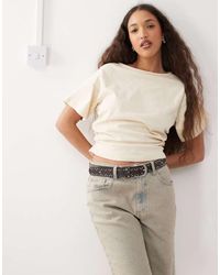 Reclaimed Vintage - Slash Neck Cinched Waist T-Shirt With Ruching - Lyst