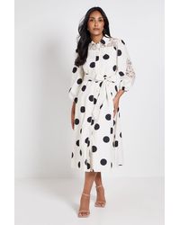 Wallis - Petite Polka Dot Cotton Cutwork Detail Shirt Dress - Lyst