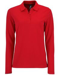 Sol's - Ladies Perfect Long Sleeve Pique Polo Shirt Cotton - Lyst
