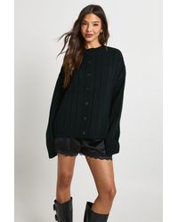 Boohoo - Chunky Rib Knit Oversized Cardigan - Lyst