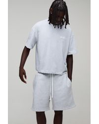 BoohooMAN - Oversized Boxy Ofcl T-Shirt & Extended Drawcord Baggy Short Set - Lyst