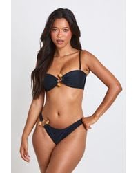 Boohoo - Trim Detail Plunge Top And Brief Bottom Bikini Set - Lyst