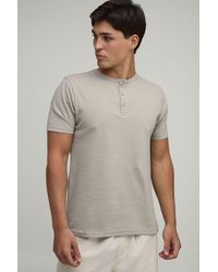 BoohooMAN - Basic Slim Fit Henley T-Shirt - Lyst