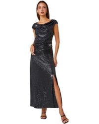 Roman - Sequin Cowl Neck Maxi Stretch Dress - Lyst