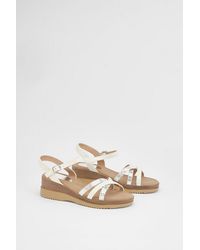 Good for the Sole - Bella Flexisole Faux Leather Mix Cross Straps Platform Wedge Sandals - Lyst