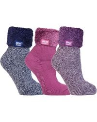 Heat Holders - Fluffy Slipper Bed Socks With Grips - Lyst