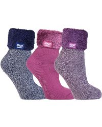 Heat Holders - Fluffy Slipper Bed Socks With Grips - Lyst
