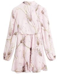 Ted Baker - Arakas Printed Long Sleeve Neck Tie Light Dress - Lyst