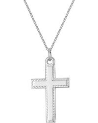 The Jewellery Stockroom - Rolled Beaded Edge Cross Pendant Necklace - Lyst