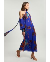 Karen Millen - Embellished One Shoulder Printed Maxi Dress - Lyst