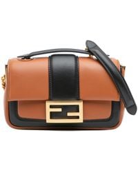 Fendi - Pre-Owned Mini Bicolor Nappa Apolo Chain Baguette Shoulder Bag - Lyst