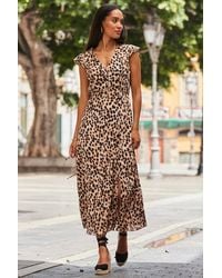 Sosandar - Leopard Print Tie Back Maxi Dress - Lyst