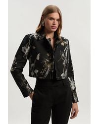Karen Millen - Floral Jacquard Tailored Jacket - Lyst