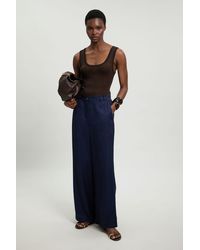 Karen Millen - Premium Viscose Linen Woven Straight Leg Trouser - Lyst