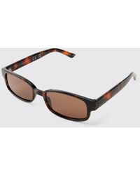 BoohooMAN - Tortoiseshell Rectangular Sunglasses - Lyst