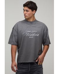 BoohooMAN - Oversized Boxy Spray Wash Print T-Shirt Cotton - Lyst