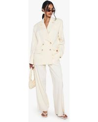Boohoo - Woven Tailored Frayed Hem Wide Leg Trousers - Lyst