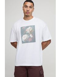 BoohooMAN - Oversized Floral Photo Box Printed T-Shirt - Lyst