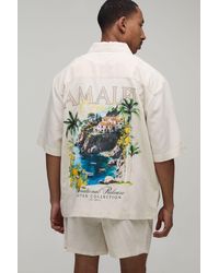 BoohooMAN - Oversized Half Sleeve Location Shirt And Relaxed Short - Lyst
