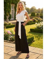 Roman - Colour Block V-Neck Stretch Jumpsuit - Lyst