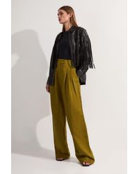 Karen Millen - Viscose Linen Pleat And Pocket Detail Woven Straight Leg Trouser - Lyst